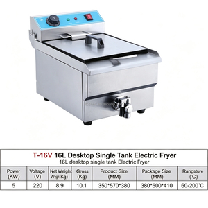 <span class=keywords><strong>Friteuse</strong></span> de comptoir électrique commerciale 16L à réservoir unique, contrôle précis de la température, acier inoxydable de qualité alimentaire, multi-anneaux - Product Image 5