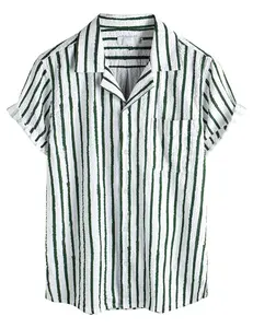 Chemise rayée à manches courtes et à simple boutonnage pour vacances d'été pour hommes Service OEM ODM Chemise en lin personnalisée pour hommes