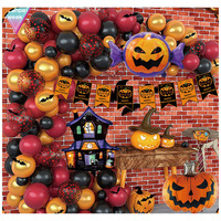 Kit professionnel de ballons jetables pour Halloween – Arche de ballons en aluminium Citrouille/Fantomme/Chauve-souris et toile d'araignée pour événements Diwali et Ramadan