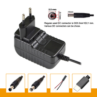 Adaptateur secteur AC/DC interchangeable 6V/12V/24V 1A, norme DOE niveau VI, prises US, EU, UK, AU, DC 5.5*2.1mm, CE, FCC, RoHS, OEM disponible