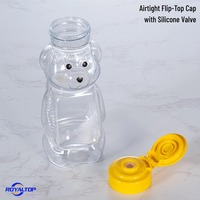 Vente en gros de bouteilles en plastique en forme d'ours de 240 ml, 350 ml, 500 ml, pots à miel transparents avec couvercle à valve en silicone