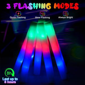 <b>LED</b> Foam <b>Light</b> <b>Sticks</b> with 3 Modes Colorful Flashing Glow <b>Sticks</b> Cheering Wedding Christmas Birthday Party Events - Product Image 2