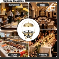 Plat de service de luxe doré en acier inoxydable 4,5L/6L/8L, chauffe-plat professionnel pour hôtels et buffets avec couvercle suspendu pour restaurants