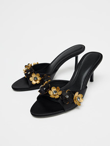 ZA2026 Nuove <span class=keywords><strong>Scarpe</strong></span> Estive con <span class=keywords><strong>Tacco</strong></span> Alto e Punta Aperta in Stile Francese, Decorate con Fiori, Sandali Eleganti da Ufficio - Product Image 5