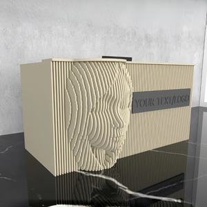 Mostrador de Recepción de Madera Maciza Pequeño con Textura Personalizada <span class=keywords><strong>para</strong></span> Hotel y Clínica Dental, Mueble Comercial Moderno y Elegante - Product Image 2