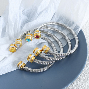 <span class=keywords><strong>Bracciali</strong></span> a filo aperto in acciaio inossidabile da <span class=keywords><strong>donna</strong></span>, gioielli di marca famosa, <span class=keywords><strong>bracciali</strong></span> a polsino in <span class=keywords><strong>argento</strong></span> da <span class=keywords><strong>donna</strong></span>, all'ingrosso - Product Image 3