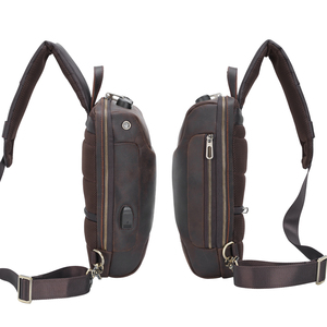Hommes Vintage Usb Port <span class=keywords><strong>De</strong></span> Charge Unique Épaule Antivol Véritable <span class=keywords><strong>Sac</strong></span> à <span class=keywords><strong>Bandoulière</strong></span> En <span class=keywords><strong>Cuir</strong></span> Avec Verrouillage Par Mot <span class=keywords><strong>De</strong></span> Passe - Product Image 2