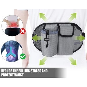 Sac banane pour promener les chiens avec laisse mains libres pour chiens de taille moyenne à grande, extérieur élastique, imperméable, style minimaliste, gris clair - Product Image 5