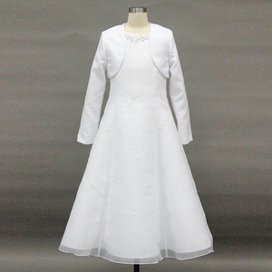 D30569 <span class=keywords><strong>vestido</strong></span> <span class=keywords><strong>blanco</strong></span> <span class=keywords><strong>de</strong></span> primera comunión con chaqueta <span class=keywords><strong>de</strong></span> satén - Product Image 2