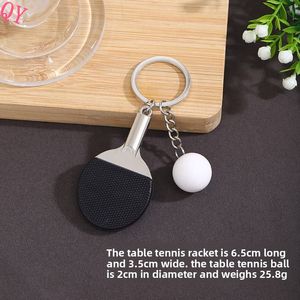 QQ <b>Mini</b> Minimalist Design PVC <b>Table</b> Tennis Racket and Ball Keychain Set Creative Fashionable Trendy Bag Charm Toy - Product Image 5