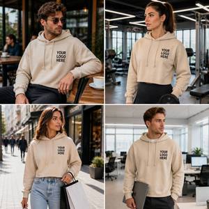 Custom 300 320g Oversized Cropped Sweatshirt 100% Cotton Plain Sweaters Long Sleeve <strong>Women</strong> Breathable <strong>for</strong> Winter <strong>Hoodie</strong> - Product Image 6