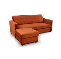 Canapé-lit 3 places en tissu orange avec ottoman, canapé-lit convertible pour salon, appartement, multi-usages