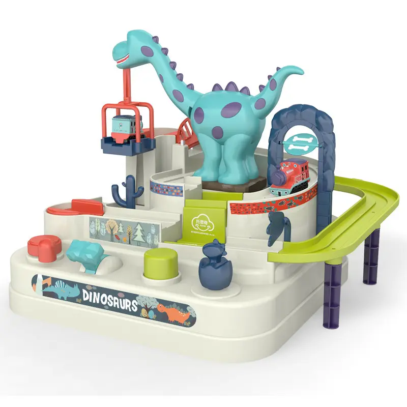 Set di giochi di pista per treno per bambini pista di avventura giocattolo dinosauro rampa giochi interattivi veicolo giocattolo regali per bambini