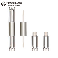 Tube applicateur double face 2-en-1 OEM pour fard à paupières liquide et eye-liner, emballage plastique avec brosse en silicone, tubes pour brillant à lèvres