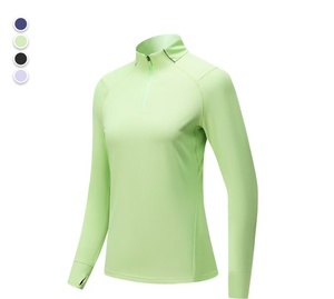 Vêtements de sport pour hommes et femmes, printemps/automne, col montant à demi-zip, séchage rapide, manches longues, sports de plein air, course à pied, cyclisme - Product Image 2