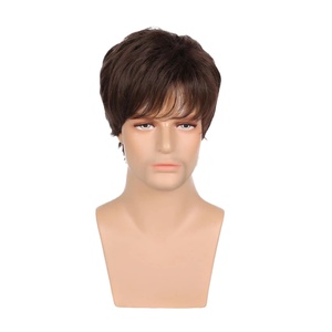 Tête de mannequin en soie haute température à cheveux courts, fabriquée à la machine, pour salons et barbiers, cheveux de homme réalistes, permable et colorable, 35 cm, non. - Product Image 5
