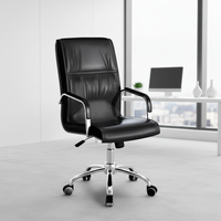 Chaise de bureau pivotante classique à dossier moyen en cuir PU pour la maison et le bureau