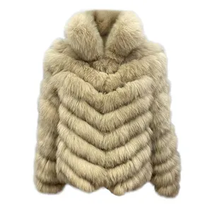 New Fashion Twill Luxury Reversible Fur Coat Real Fox Fur Coat for Women