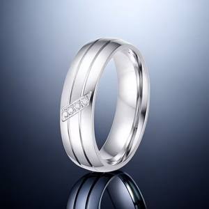 أنيقة بسيطة الفولاذ المقاوم للصدأ خاتم الماس الرجال والنساء الزفاف هدية عيد ميلاد المجوهرات خفف خاتم زوجين مع الملحقات - Product Image 6
