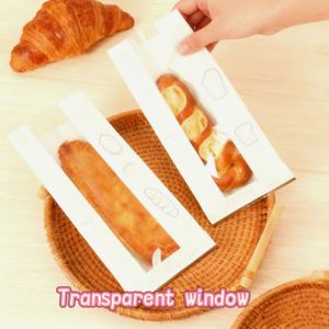 Sac en papier kraft anti-graisse personnalisé, biodégradable, pour cadeaux, mariage, nourriture, baguette, croissant, avec fenêtre transparente - Product Image 4