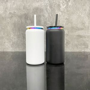 Gobelet isotherme en acier inoxydable 16oz avec logo personnalisé et motif arc-en-ciel sous le métal, idéal pour gravure laser - Product Image 2