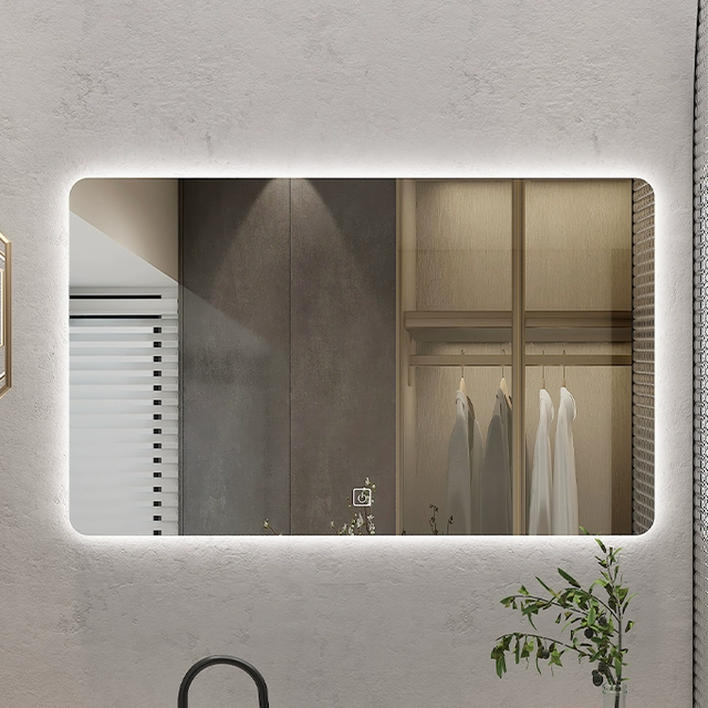 Modern Hotel Frameless LED Bath Mirror Restroom Mirror Lighted Bathroom Smart Makeup LED Mirror Waterproof for Bedroom