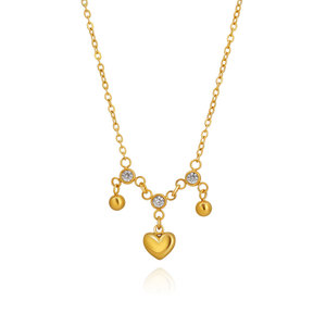 Custom 316L Stainless Steel 14k 18k Gold Plated Jewelry Fashion Heart Zircon Pendant <b>Necklace</b> for Women wholesale - Product Image 5