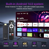 X88 PRO T1 Android 14 Streaming TV Dongle Rockchip RK3518 Quad Core 64bit A53 TV Stick 2GB+16GB WiFi6 BT USB Lecteur multimédia intelligent