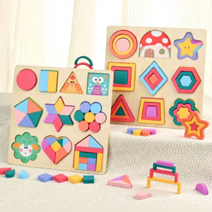 Jeu <span class=keywords><strong>de</strong></span> puzzle en bois à formes et couleurs assorties, design dessin animé, pour enfants, développement <span class=keywords><strong>de</strong></span> la motricité fine - Product Image 1