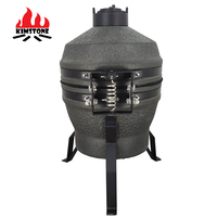 Barbecue Kamado sur table 13 pouces KIMSTONE Série KimBer, en céramique émaillée motif pierre gris foncé, avec chariot, pour cuisson au charbon et fumage