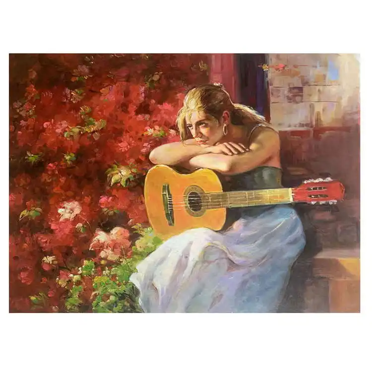 Good quality and good price. Spanish flamenco dancer lady art deco oil painting living room decoration