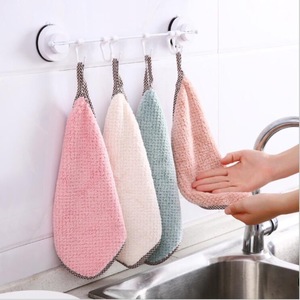 Dishcloth Absorbent Kitchen Towel 25x25cm Overlock Edging Lattice Pattern For Pots And Pans Cleaning - Product Image 1