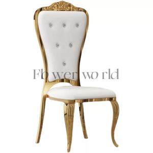 Sillas de Boda de Lujo para Recepciones, Eventos <span class=keywords><strong>al</strong></span> Aire Libre, Banquetes, Doradas, con Respaldo en Forma de O, de Acero Inoxidable, con Diseño Floral, 5 Años de Duración - Product Image 6