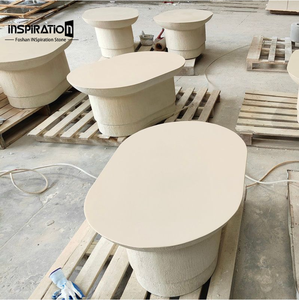 Tavolino Rustico <span class=keywords><strong>in</strong></span> Cemento per Esterni, Stile Crema, Direttamente dalla Fabbrica, per <span class=keywords><strong>Giardino</strong></span> e Patio - Product Image 5