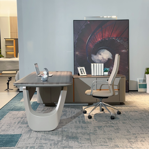 שולחן משרדי מודרני מעץ אליבאבא, שולחן מנהלים בצורת ר' - Product Image 2