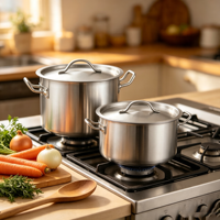 Ensemble de casseroles en acier inoxydable 5 plis, batterie de cuisine en inox, ensemble de casseroles de cuisine