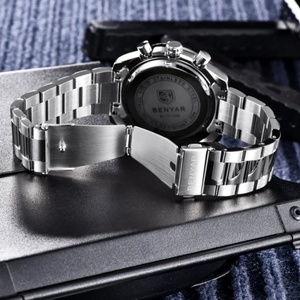 BENYAR 5120 Nouvelle montre à quartz de luxe pour homme, design unique, étanche, antichoc, bracelet en acier inoxydable, chronographe sportif - Product Image 6