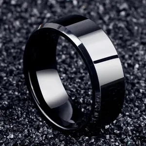 Titanium Ring Men Wholesale Custom Simple Design Trendy Jewelry Stainless Steel Class Black Silver Finger Rings For Men Women