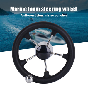 <span class=keywords><strong>Volant</strong></span> de <span class=keywords><strong>bateau</strong></span> en acier inoxydable de qualité marine à 5 branches avec poignée et bouton en mousse noire pour bateaux - Product Image 5