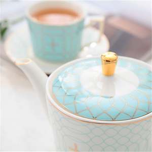 Ensemble tasse et soucoupe en céramique personnalisé, glaçure colorée, bordure dorée de luxe, porcelaine, pour expresso, cappuccino, café turc, thé - Product Image 3
