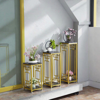 Nouvelle Table à Fleurs Décorative sur Pied de Style Chinois avec Étagères Mobiles pour Salon et Cour