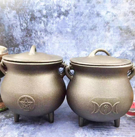 Brûleur d'encens en fonte 3 pieds mini pot mini chaudron avec couvercle