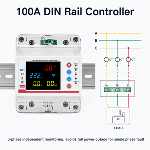 Disjoncteur intelligent WiFi triphasé IoT haut de gamme 100A avec compteur d'énergie et écran LCD couleur pour l'automatisation des bâtiments intelligents - Product Image 2