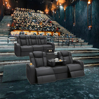Modernes Echtleder VIP Kino Heimkino Elektrisches Relaxsofa-Set mit Holzbeinen und Kühlfunktion für Wohnzimmer