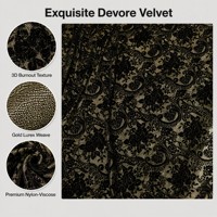 Tissu Velours Burnout en Mélange Nylon Viscose, Tissé Damassé à Motifs Floraux avec Fil Métallique, Bonne Tenue, Toucher Doux, Idéal pour Robe