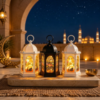 Lanterne suspendue multifonctionnelle islamique en plastique écologique, sans flamme, à LED blanc chaud vacillant, pour Ramadan Kareem et Eid Mubarak