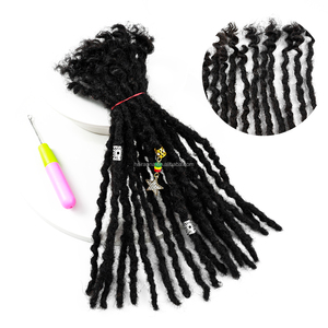 ANNA-Extension cheveux humains Remy 100% naturels, extension de dreadlocks, 14 pouces d'épaisseur, 0.6 <span class=keywords><strong>cm</strong></span>, pour <span class=keywords><strong>coiffure</strong></span> hip-hop - Product Image 4
