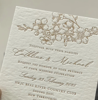 Carte de nom de table personnalisée en papier 300 g/m² avec impression de luxe, gaufrage texturé et dorure à chaud pour événements professionnels et mariages