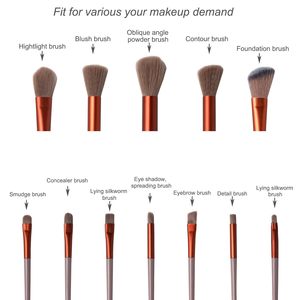 Lot de 13 pinceaux de maquillage professionnels en gros pour usine – Pinceaux pour fard à paupières, mascara et visage, fibres artificielles, manche en plastique inclus - Product Image 2