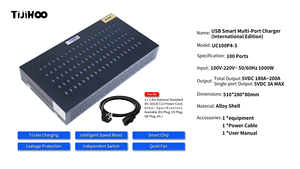 <span class=keywords><strong>Stazione</strong></span> <span class=keywords><strong>di</strong></span> <span class=keywords><strong>Ricarica</strong></span> <span class=keywords><strong>USB</strong></span> TiJiHOO a 100 Porte 1000W QC2.0/QC3.0 PD SCP OTP, Costruzione in Metallo Ignifugo per Uso Industriale, Telefoni Cellulari e Fotocamere - Product Image 6